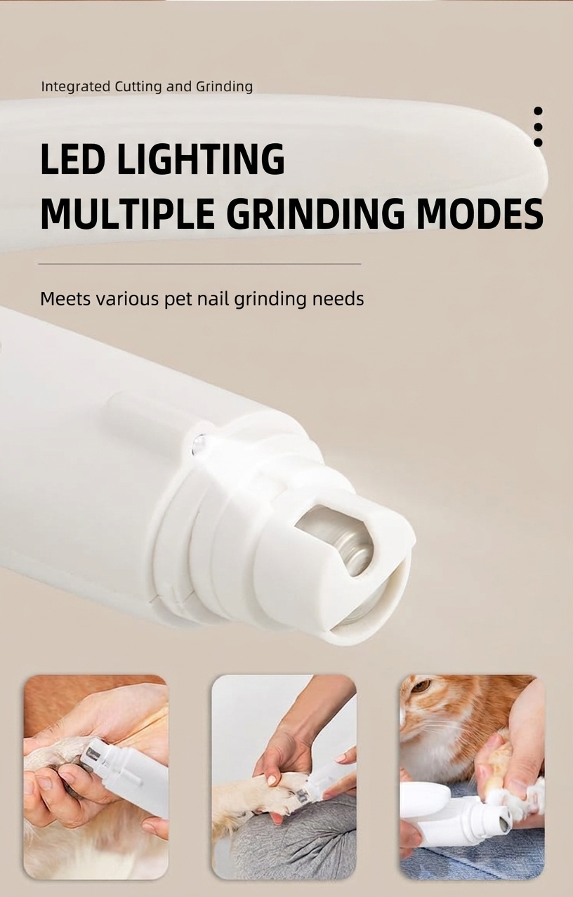 2-in-1 Electric Pet Nail Clipper & Grinder with LED Blood Line Light