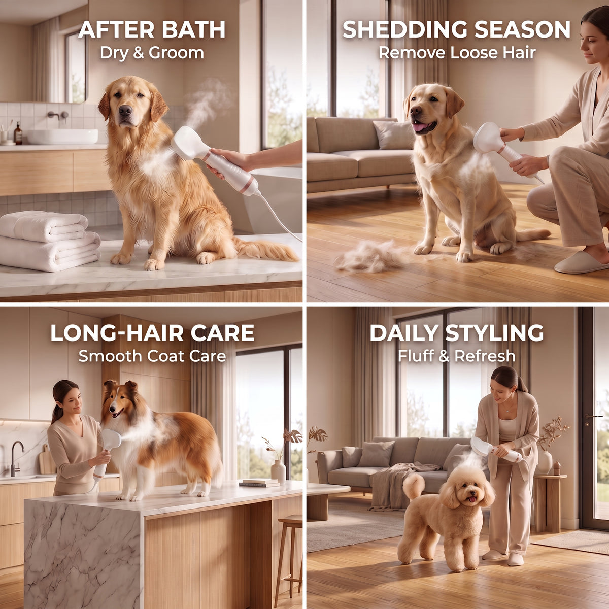 Pet Hair Dryer & Steaming Grooming Brush