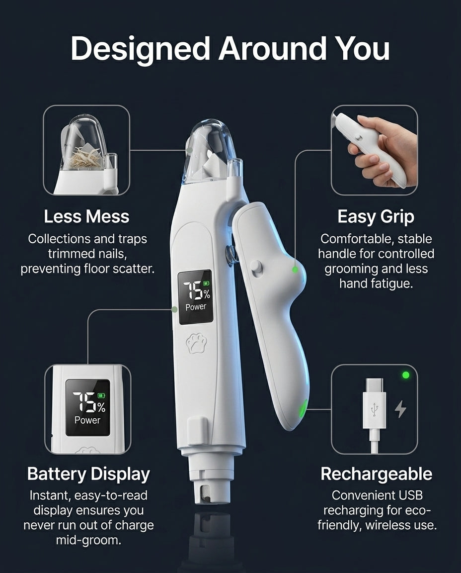 2-in-1 Electric Pet Nail Clipper & Grinder with LED Blood Line Light