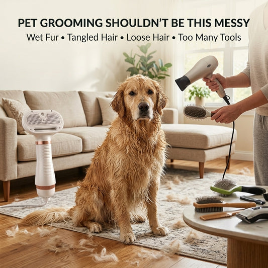 Pet Hair Dryer & Steaming Grooming Brush