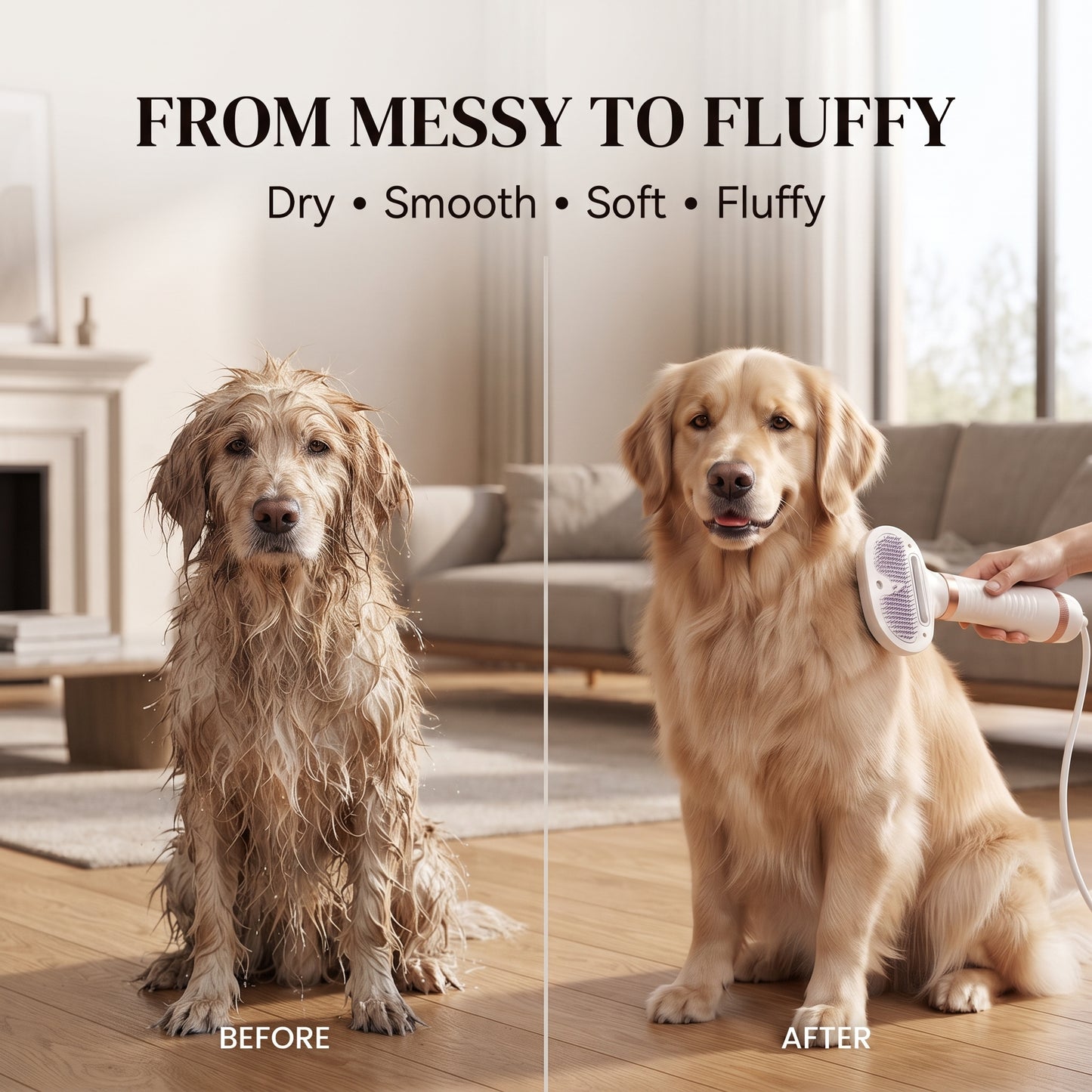 Pet Hair Dryer & Steaming Grooming Brush