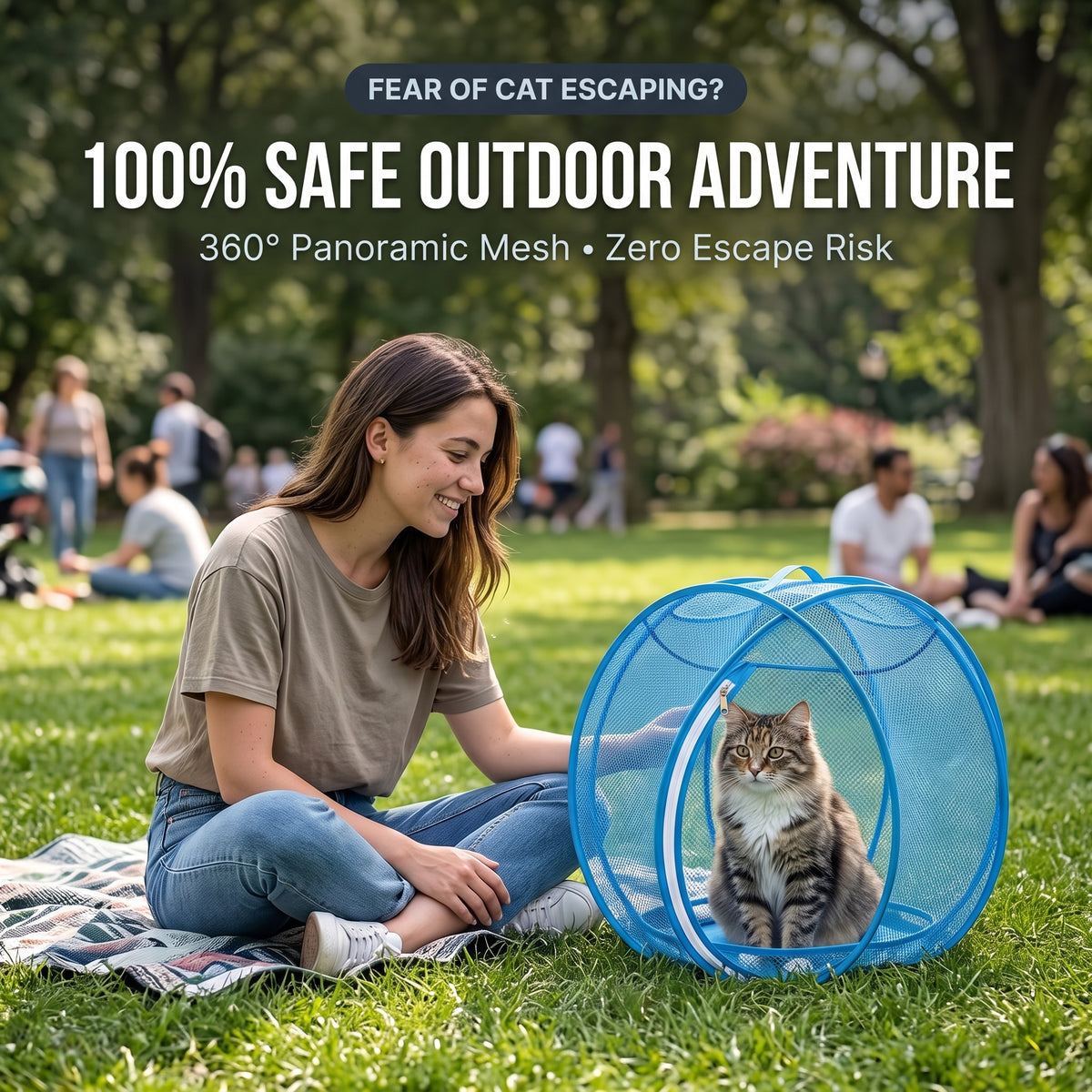 Portable Pop-Up Mesh Cat Enclosure – 360° Breathable Outdoor Playpen & Balcony Sunbathing Tent 🐾☀️