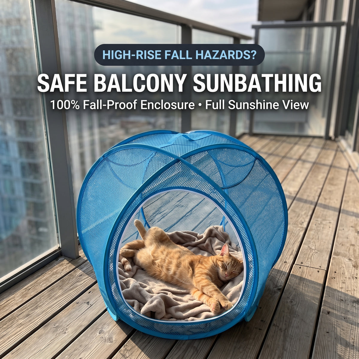 Portable Pop-Up Mesh Cat Enclosure – 360° Breathable Outdoor Playpen & Balcony Sunbathing Tent 🐾☀️